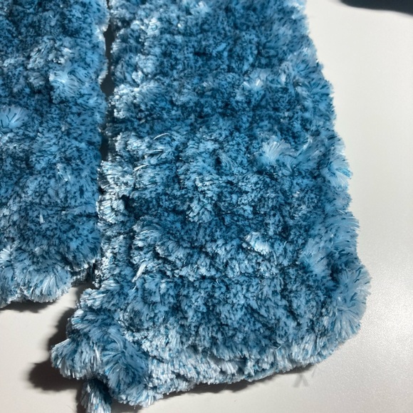 Handmade crocheted blue fuzzy scarf - Picture 2 of 4
